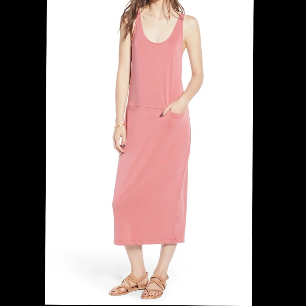 Treasure & Bond peach skin slouchy midi dress